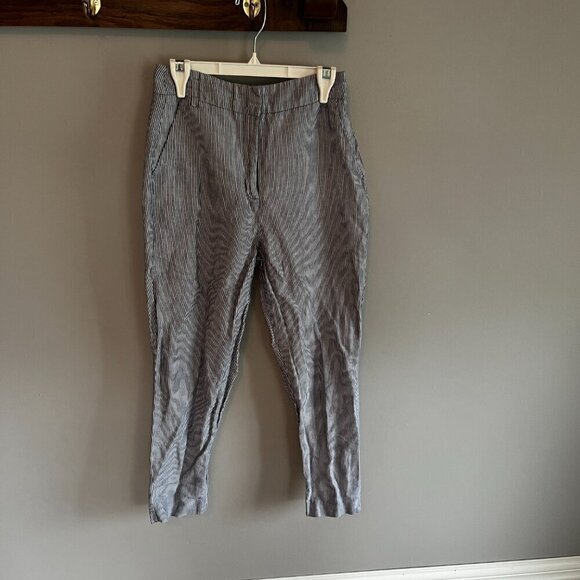 Zara Basic Linen Style Pants White & Blue Stripes Size small - Picture 2 of 14